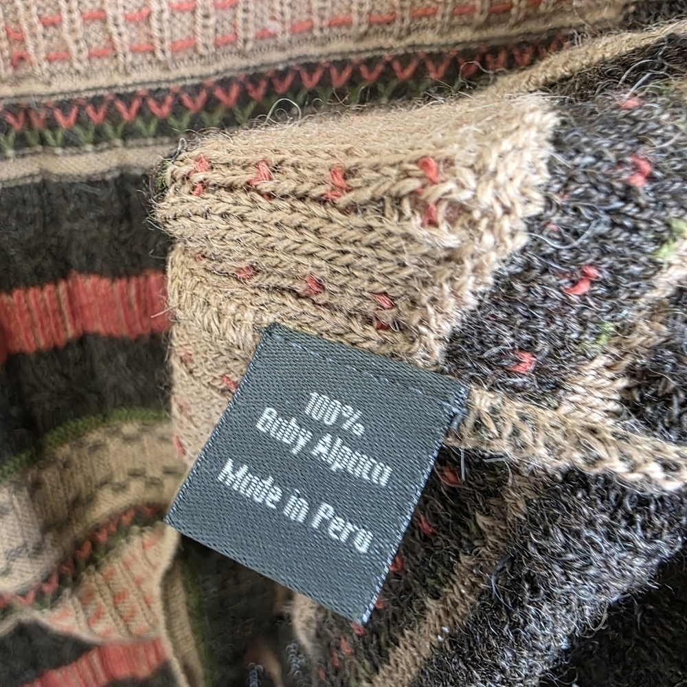 SOL Alpaca USA Baby Alpaca stripe knit mock neck pullover - Picture 5 of 8